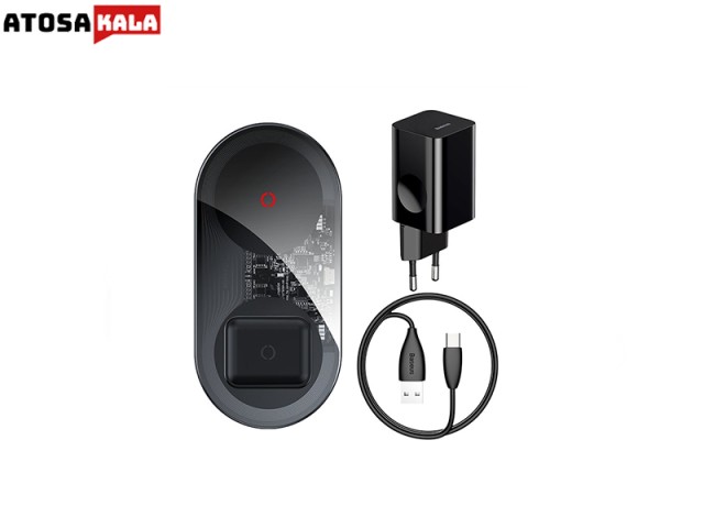 شارژر حرفه ای وایرلس بیسوس Baseus Simple 2in1 Pro Edition TZWXJK-B01 15W با آداپتور شارژ