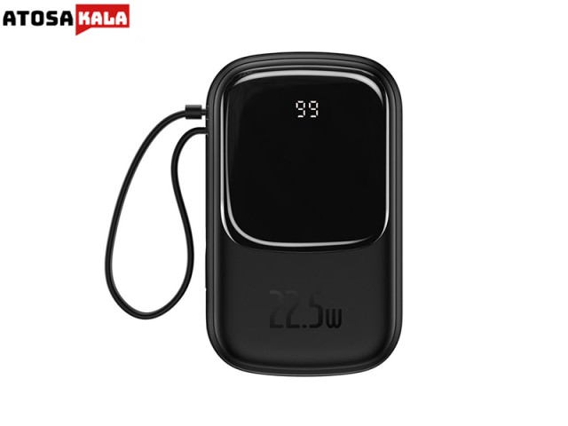 پاور بانک سریع بیسوس با کابل متصل تایپ سی Baseus Qpow Digital Display 20000mAh 22.5W PPQD-I01