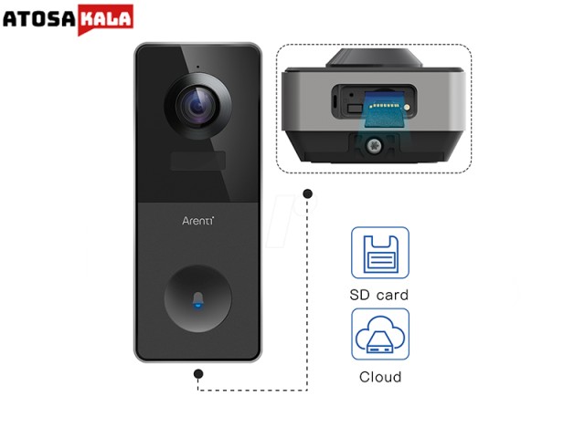 زنگ در هوشمند آرنتی Arenti VBELL1 2K Ultra HD Battery Video Doorbell همراه با کارت حافظه
