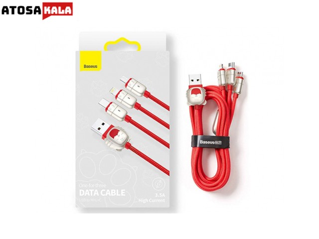 کابل سه سر یواس‌بی به لایتنینگ، میکرو و تایپ‌سی بیسوس BASEUS Year of the Tiger 3in1 USB para M+L+C 3.5A 1.2m CASX010001