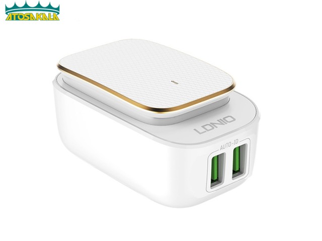 شارژر دیواری دو پورت و ال ای دی لمسی الدنیو LDNIO A2205 LED Touch Lamp With USB Charger