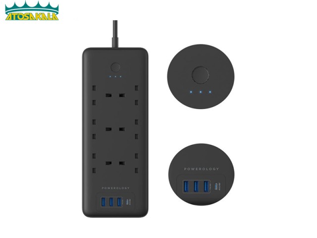 چند راهی برق و شارژر هوشمند پاورولوژی Powerology Smart Multiport Socket PSMSUPD دارای 4 پورت