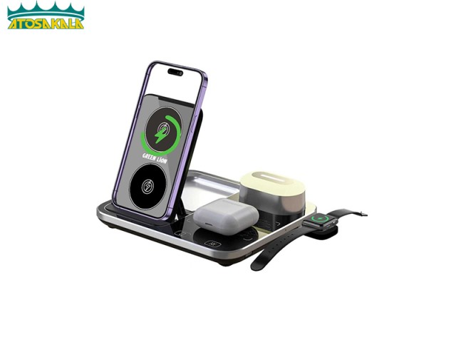 استند و شارژر وایرلس Green Lion 4 in 1 Wireless Charging Station 2 توان 15 وات
