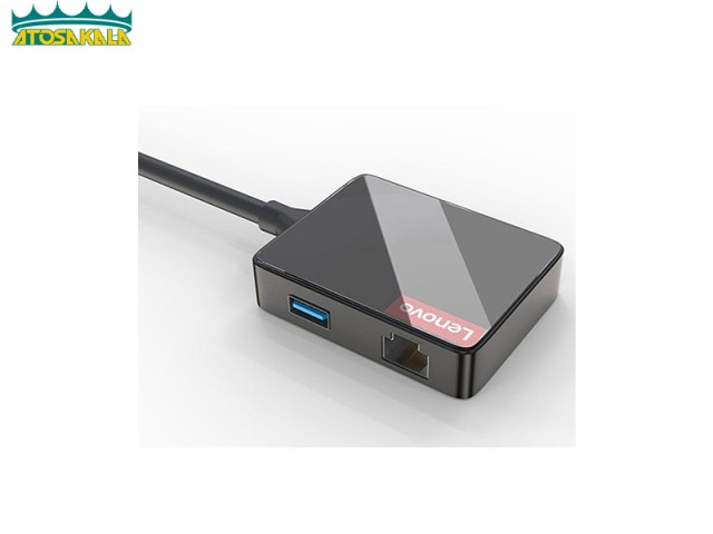 هاب 4 پورت Type C لنوو Lenovo LP0802 4 in 1 Type C HUB Adapter 3USB3.0 1RJ45 new