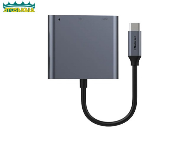 هاب تایپ سی 3 کاره رسی Recci Type-C 3In1 Hub RH05