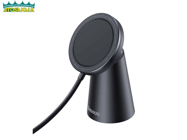 هولدر و شارژر وایرلس رومیزی بیسوس Baseus Simple Magnetic CCJJ000001 توان 15 وات برای آیفون 12 به بعد