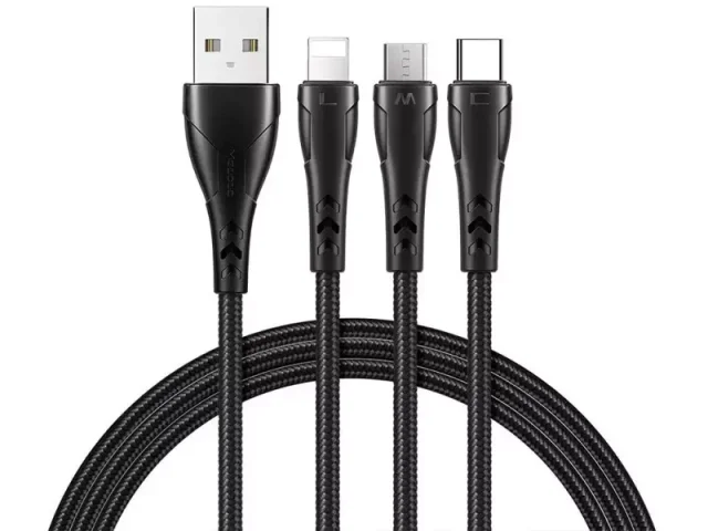 کابل سه سر مک دودو Mcdodo CA-6960 3 In 1 USB Data Cable توان 15 وات طول 1.2 متر ( ارسال سریع و پلمپ شرکتی )