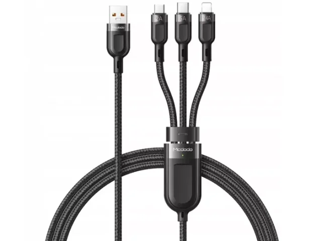 کابل سه سر مک دودو Mcdodo CA-8790 3 In 1 Super Fast Charging Cable توان 25 وات طول 1.2 متر( ارسال سریع و پلمپ شرکتی )