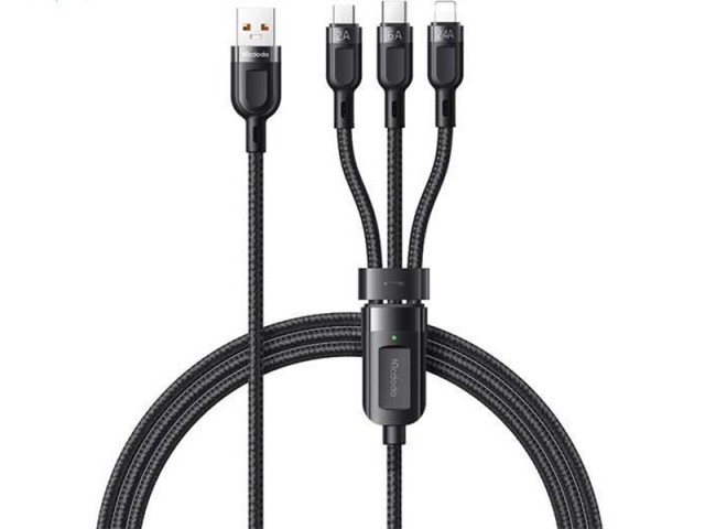 کابل سه سر مک دودو Mcdodo CA-0930 3 In 1 Super Fast Charging Cable توان 66 وات طول 1.2 متر ( ارسال سریع و پلمپ شرکتی )