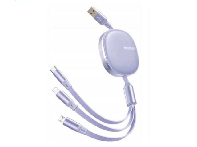 کابل سه سر جمع شونده مک دودو Mcdodo CA-1202 طول 1.1 متر توان 66 وات