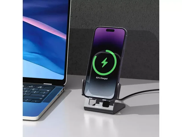 هولدر موبایل و شارژر وایرلس رومیزی 15 وات رسی RECCI RCW-30 Wireless Charger Desktop Stand
