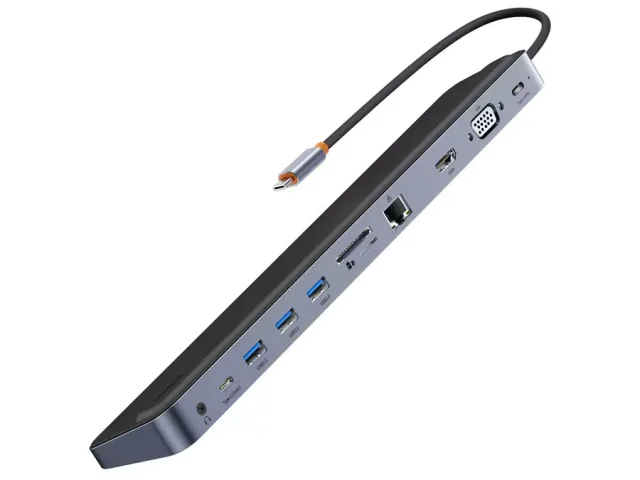 هاب تایپ سی 11 پورت و پایه لپ تاپ بیسوس Baseus EliteJoy Gen2 universal HUB 11in1 laptop stand WKSX030013