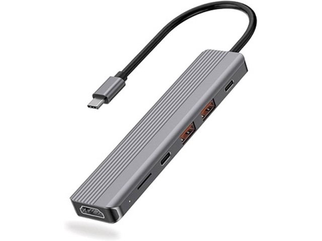 هاب تایپ سی 6 پورت آلومینیومی پاورولوژی P61HBCGY