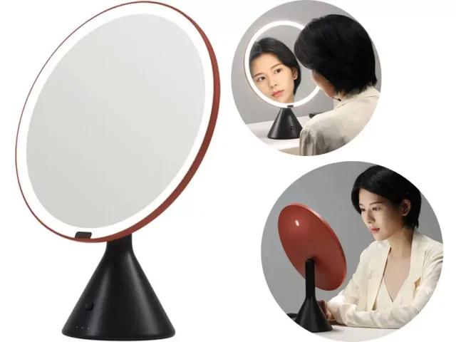 آینه آرایشی رومیزی هوشمند شارژی MUID large round mirror smart makeup mirror desktop