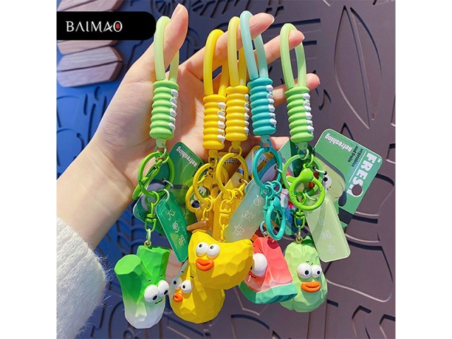 جاکلیدی فانتزی و آویز کیف طرح میوه Bai Mao Original wood carving style fruit and vegetable pendant A