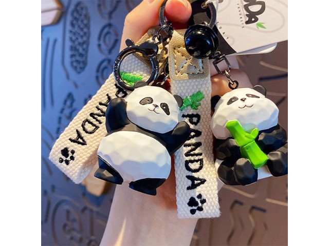 جاکلیدی فانتزی و عروسک آویز کیف طرح پاندا YY0117 Baimao original resin wood carving style panda keychain creative