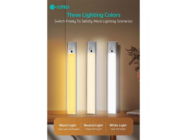 لامپ سنسوردار هوشمند زیر کابینتی 30 سانتی متری و 1.5 وات کوتتسی COTECi 1Word Sensor Light Soft Tri-color 89003-30CM-1.5W