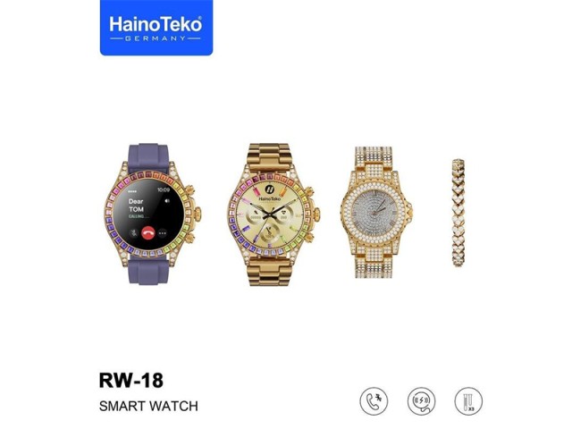 پک هدیه چند منظوره ساعت هوشمند، ساعت زنانه آنالوگ و دستبند RW-18