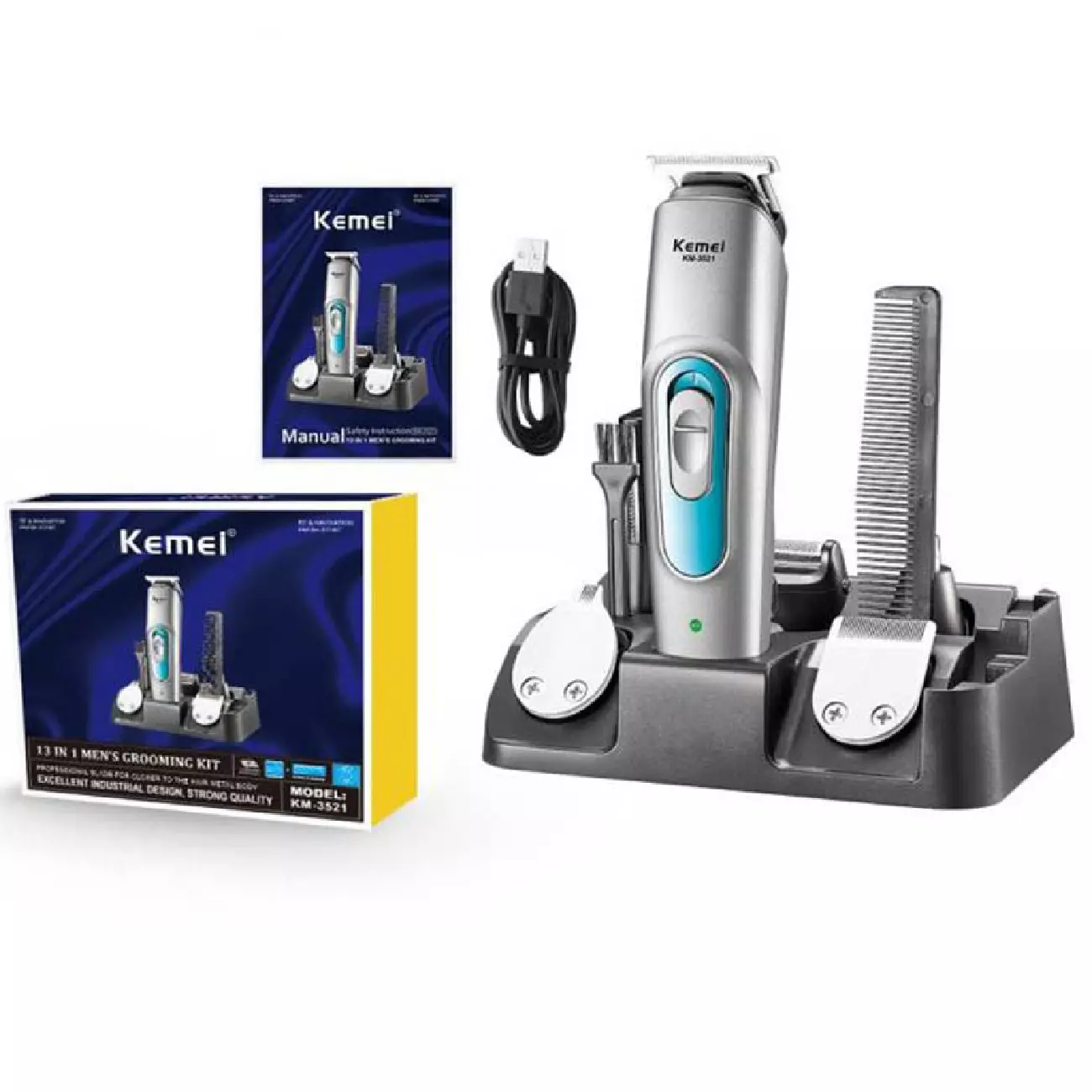 ست ماشین اصلاح موی سر، صورت و بدن شارژی کمی KM-3521