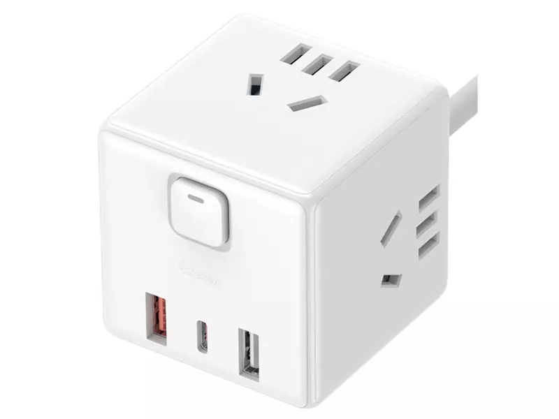 چند راهی مکعبی سه سوکت و دوه پورت یو اس بی و یک پورت تایپ سی شیائومی Xiaomi Rubik Cube Adapter Pro 33W Wired Fast Charge Version (2A1C) MJCXB3-04QM