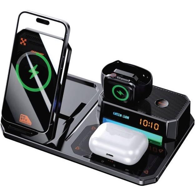 شارژر وایرلس مگ سیف سه کاره 15 وات گرین GN3IN1MGWCWH