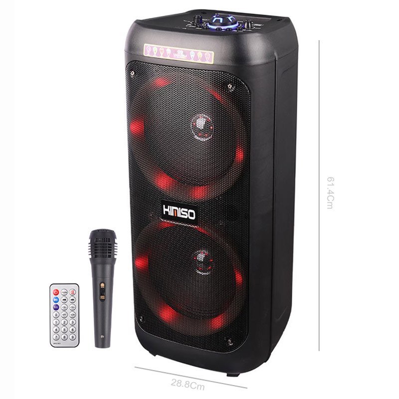 اسپیکر چمدانی بلوتوثی رم و فلش خور Kimiso QS-82 + میکروفون و ریموت کنترل