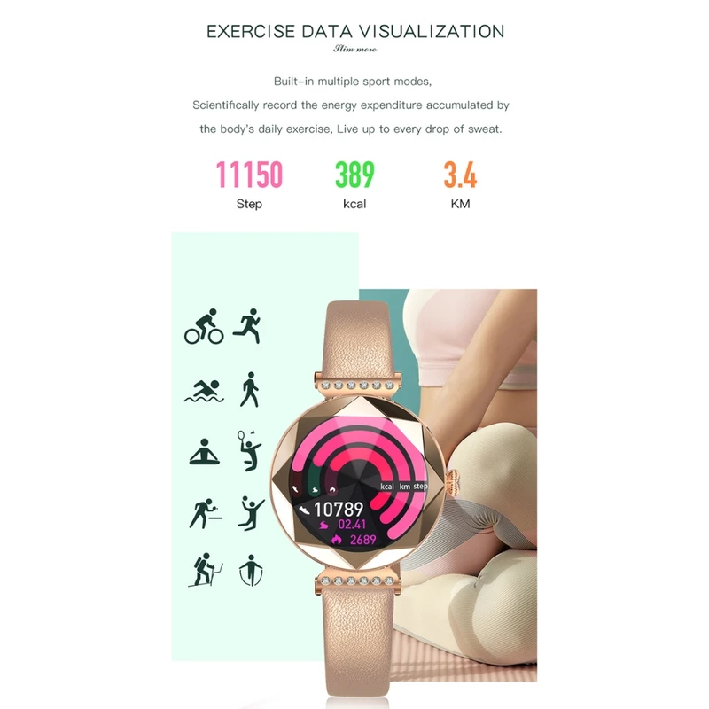 ساعت هوشمند طرح سواروسکی گرین لاین Green Lion Swarovski Smart Watch