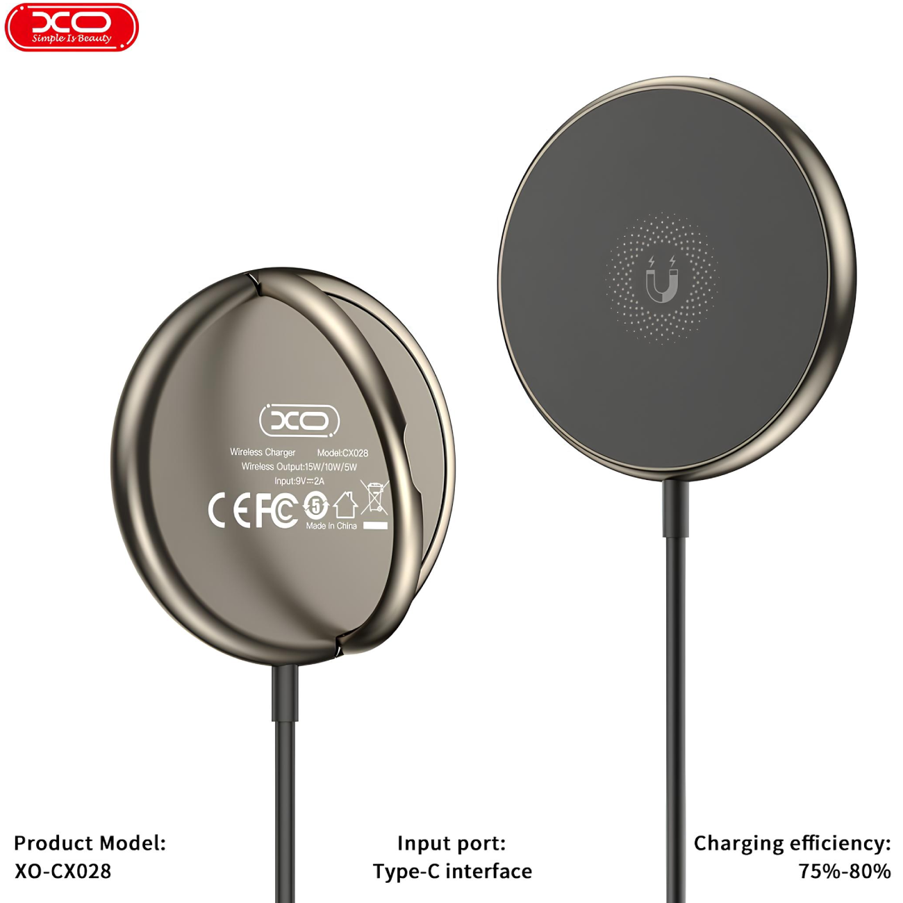 شارژر بی سیم مگنتی 15 وات و هولدر گوشی موبایل رومیزی ایکس او CX028