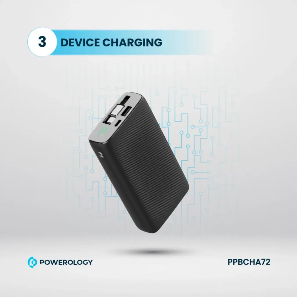 پاوربانک 35 وات 20000 با کابل تایپ سی جمع شونده پاورولوژی Powerology Power Bank PPBCHA72