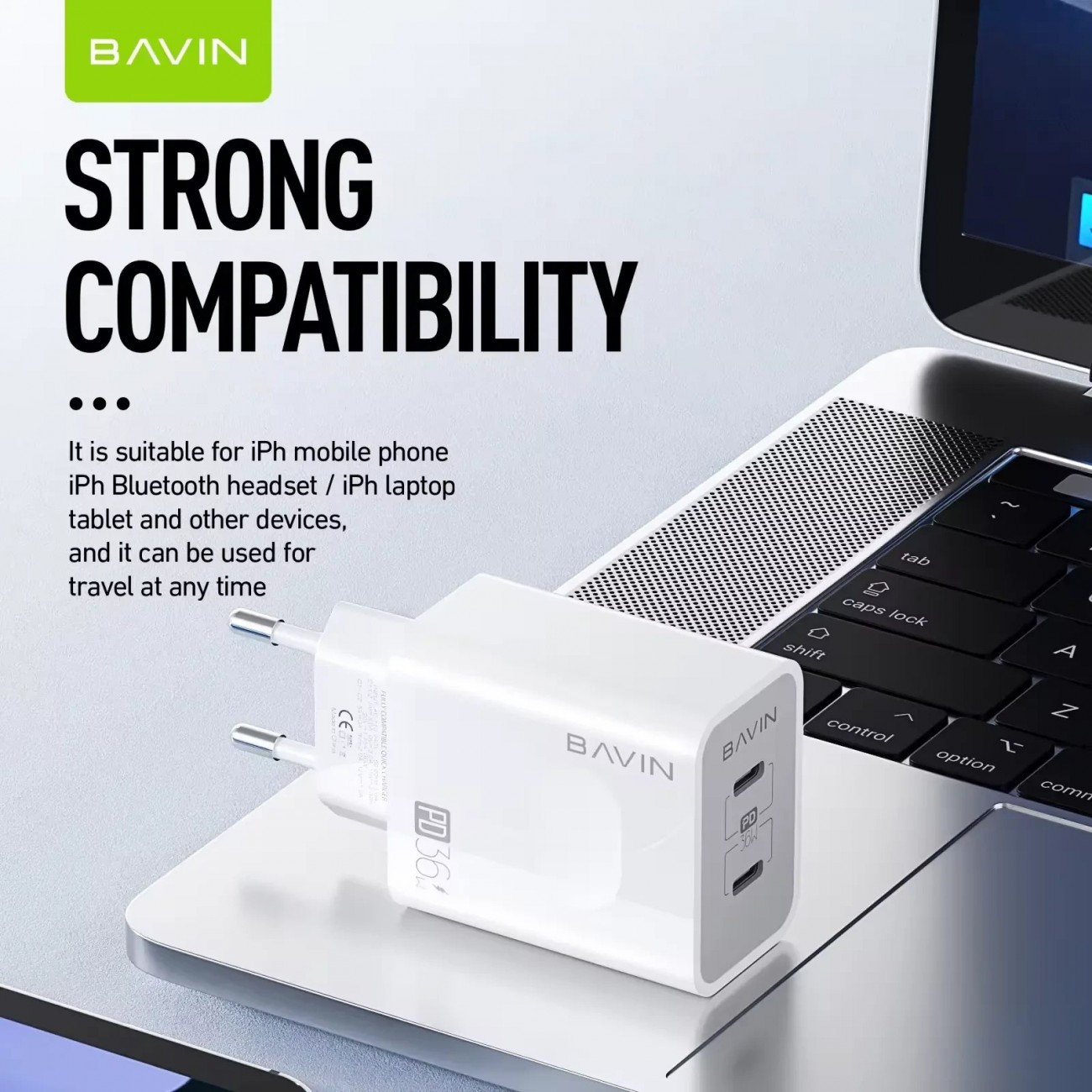 شارژر دیواری باوین Bavin PC859Y توان 36 وات با کابل