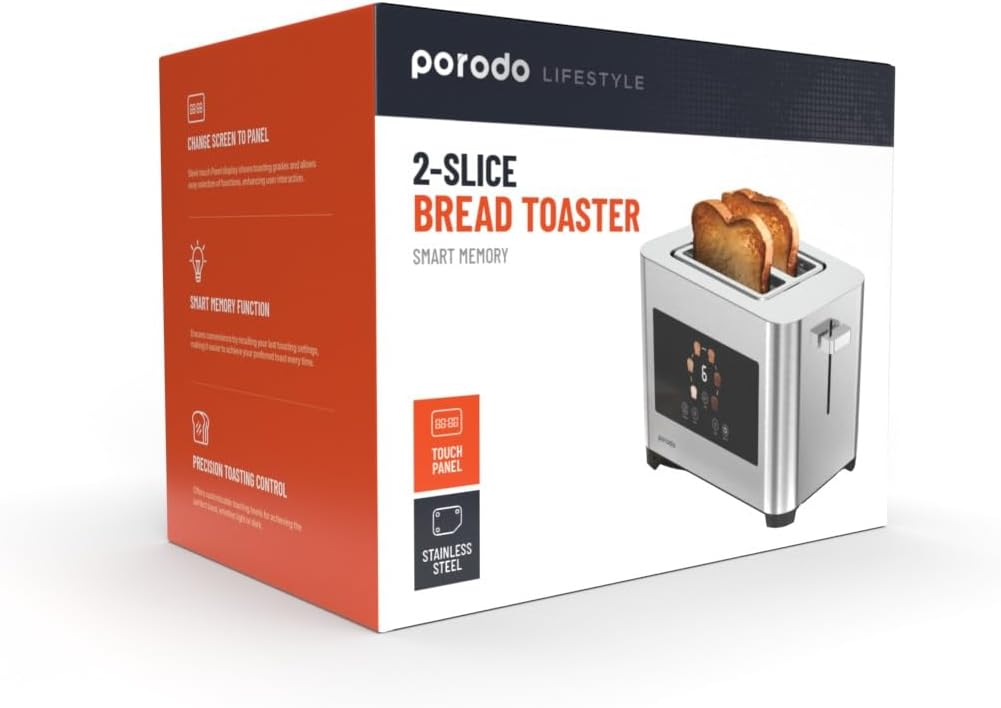 توستر 850 وات پرودو Porodo Lifestyle 2-Slice Digital Pop up Toaster 850W PD-LFST001