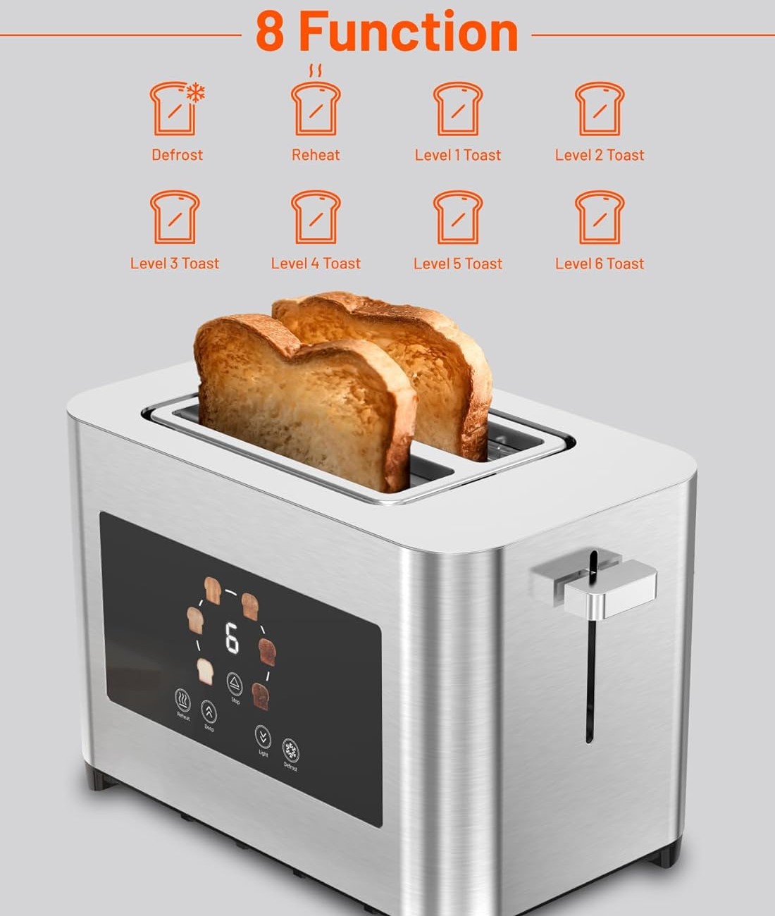 توستر 850 وات پرودو Porodo Lifestyle 2-Slice Digital Pop up Toaster 850W PD-LFST001