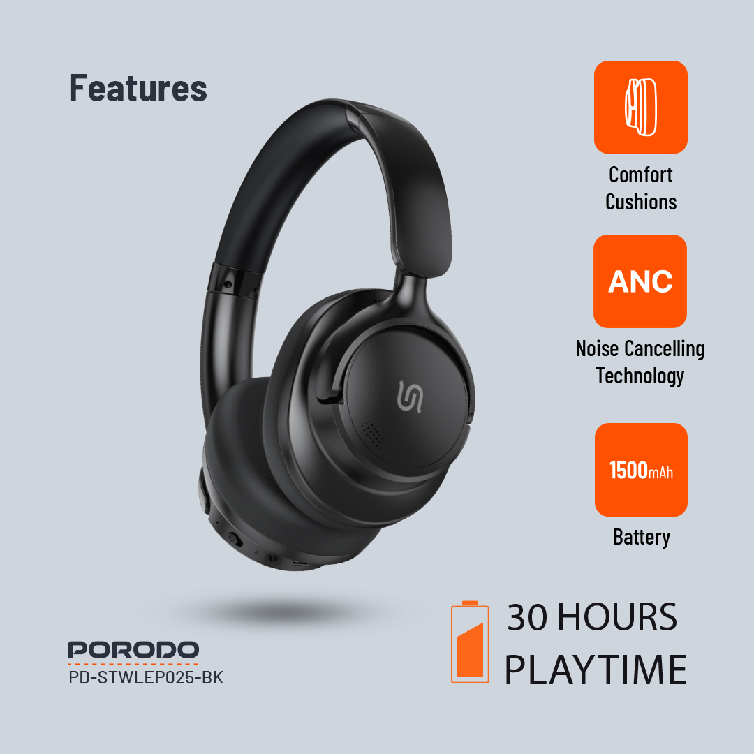 هدست بیسیم پرودو Porodo Soundtec Zen Active Noise-Cancellation Headphone PD-STWLEP025