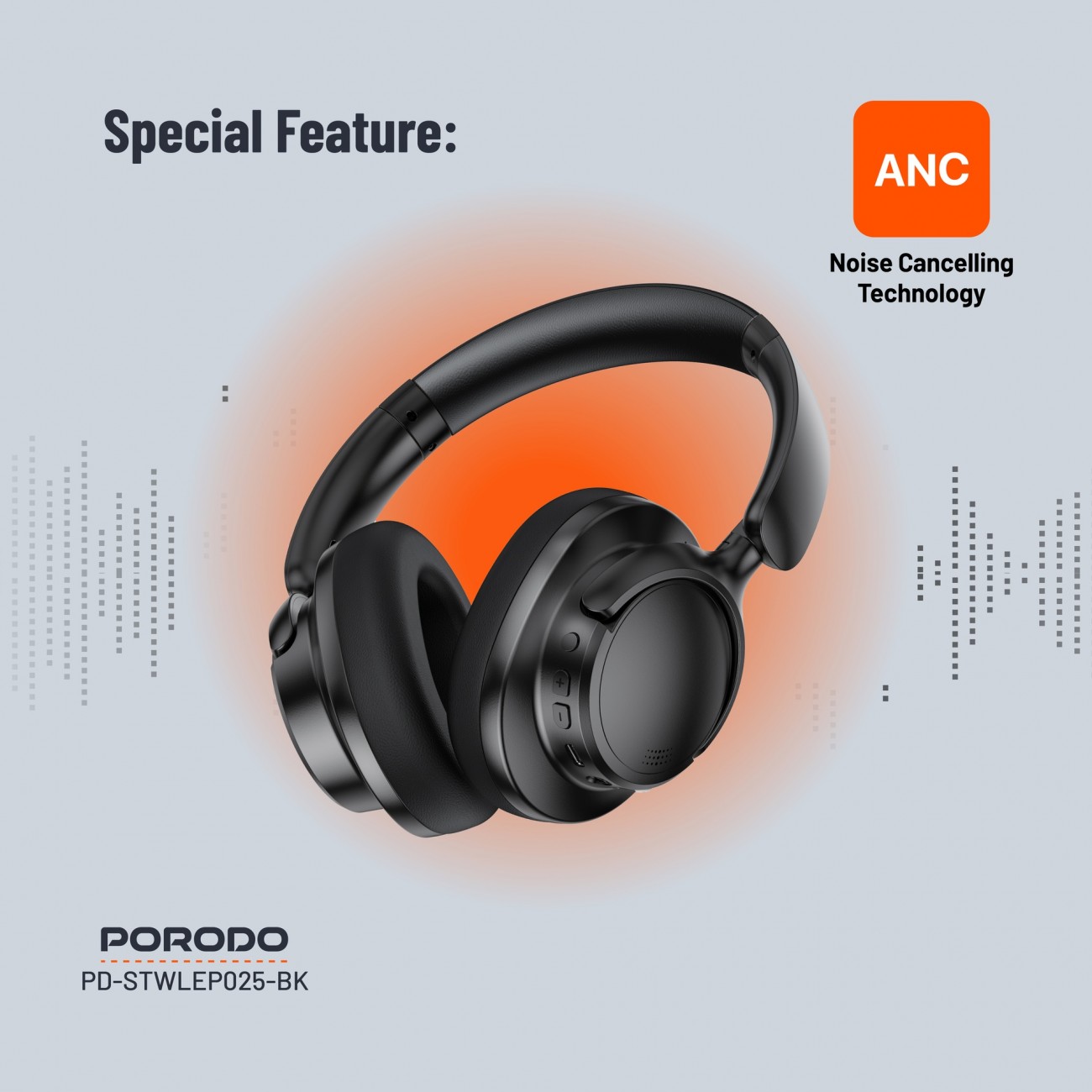 هدست بیسیم پرودو Porodo Soundtec Zen Active Noise-Cancellation Headphone PD-STWLEP025