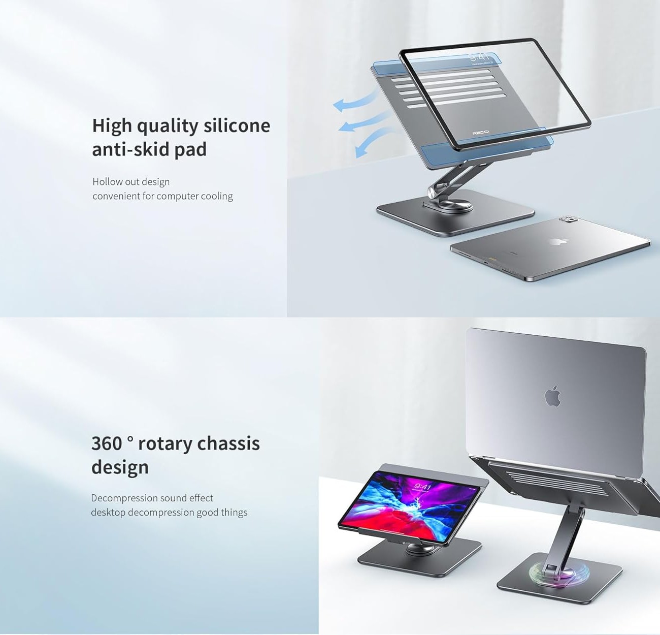 پایه نگهدارنده رومیزی لپ تاپ رسی Recci RHO-M17 Multi Angle Laptop Stand