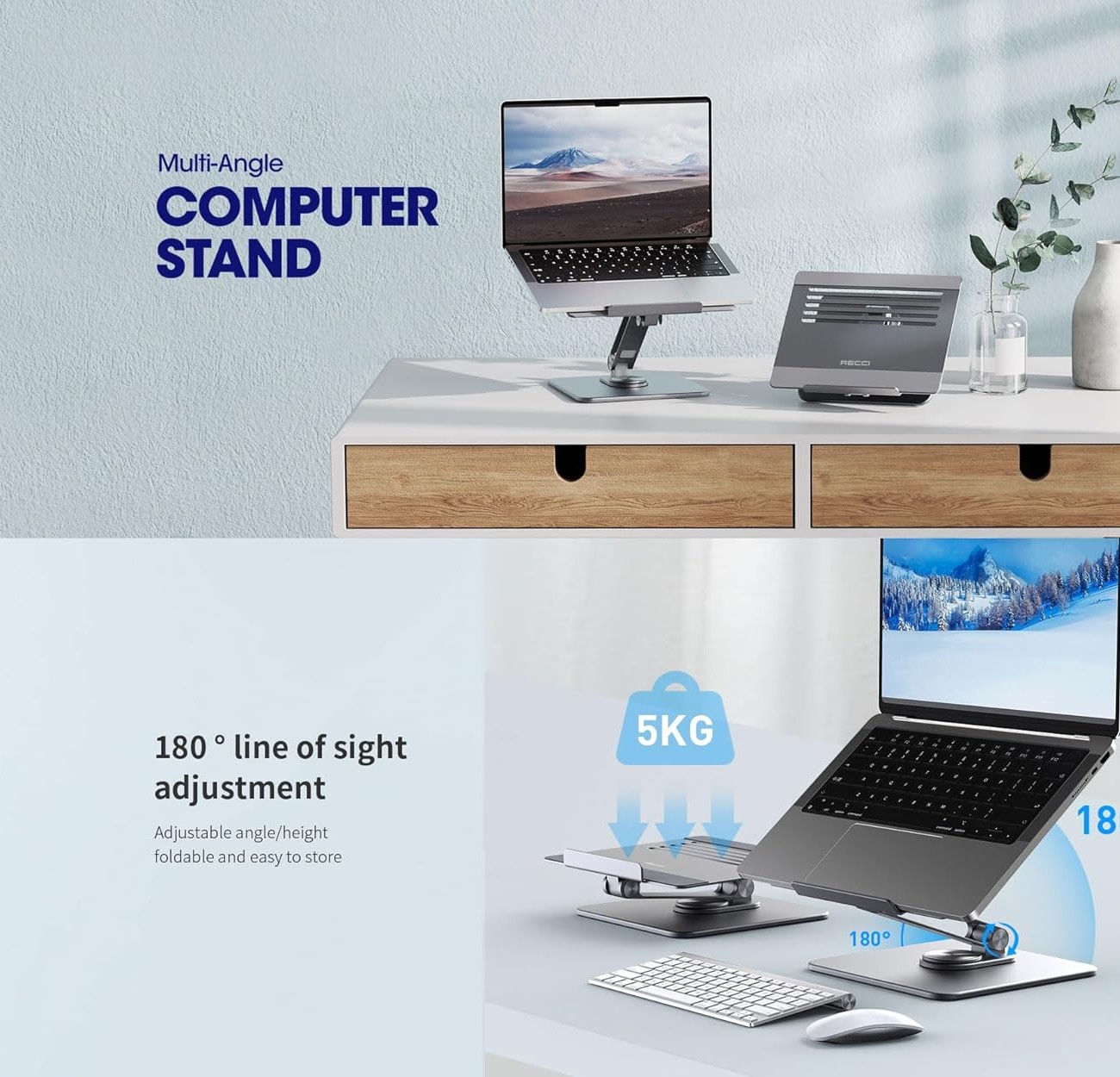 پایه نگهدارنده رومیزی لپ تاپ رسی Recci RHO-M17 Multi Angle Laptop Stand