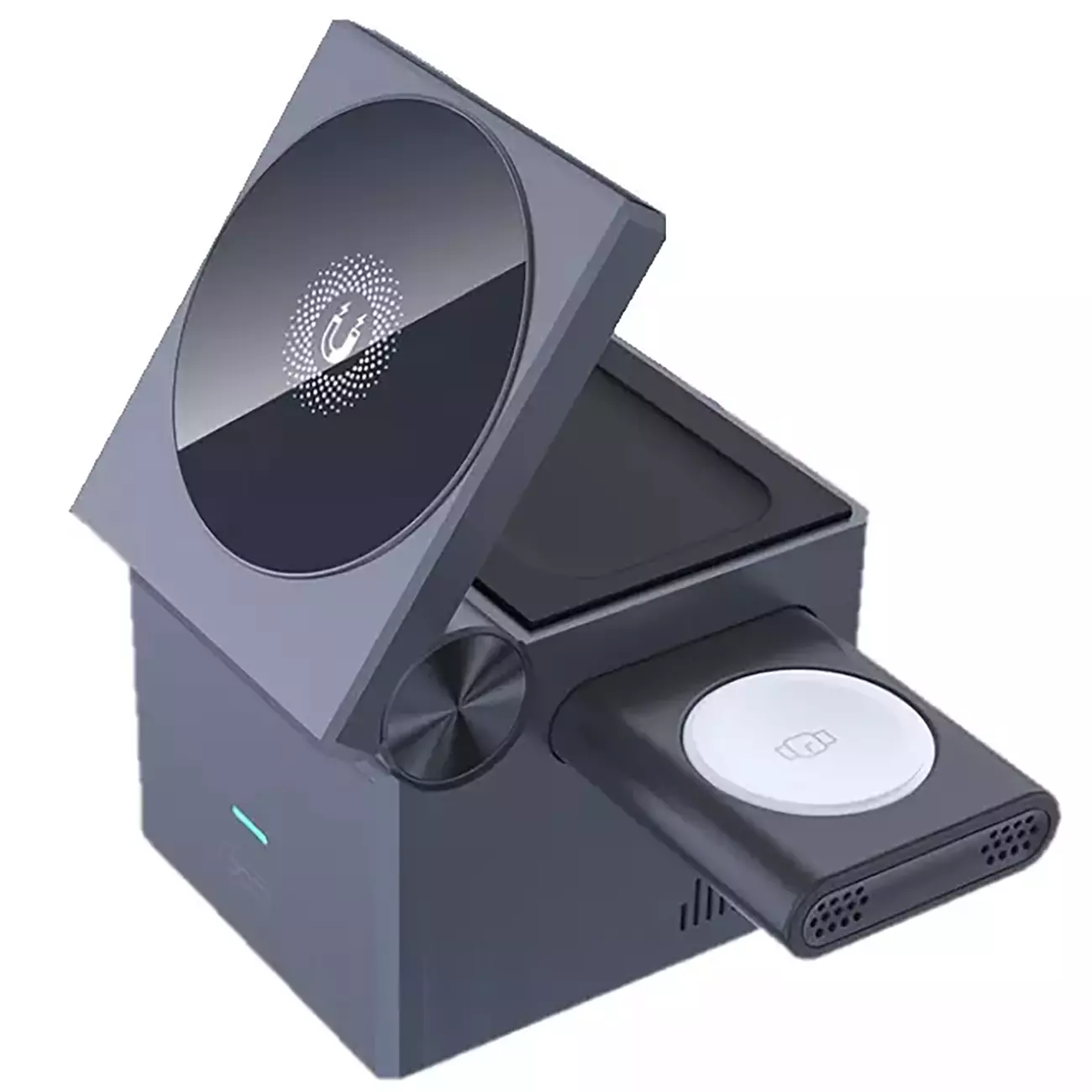 شارژر وایرلس رومیزی گوشی آیفون 12 تا 15 سه کاره 15 وات ایکس او CX027