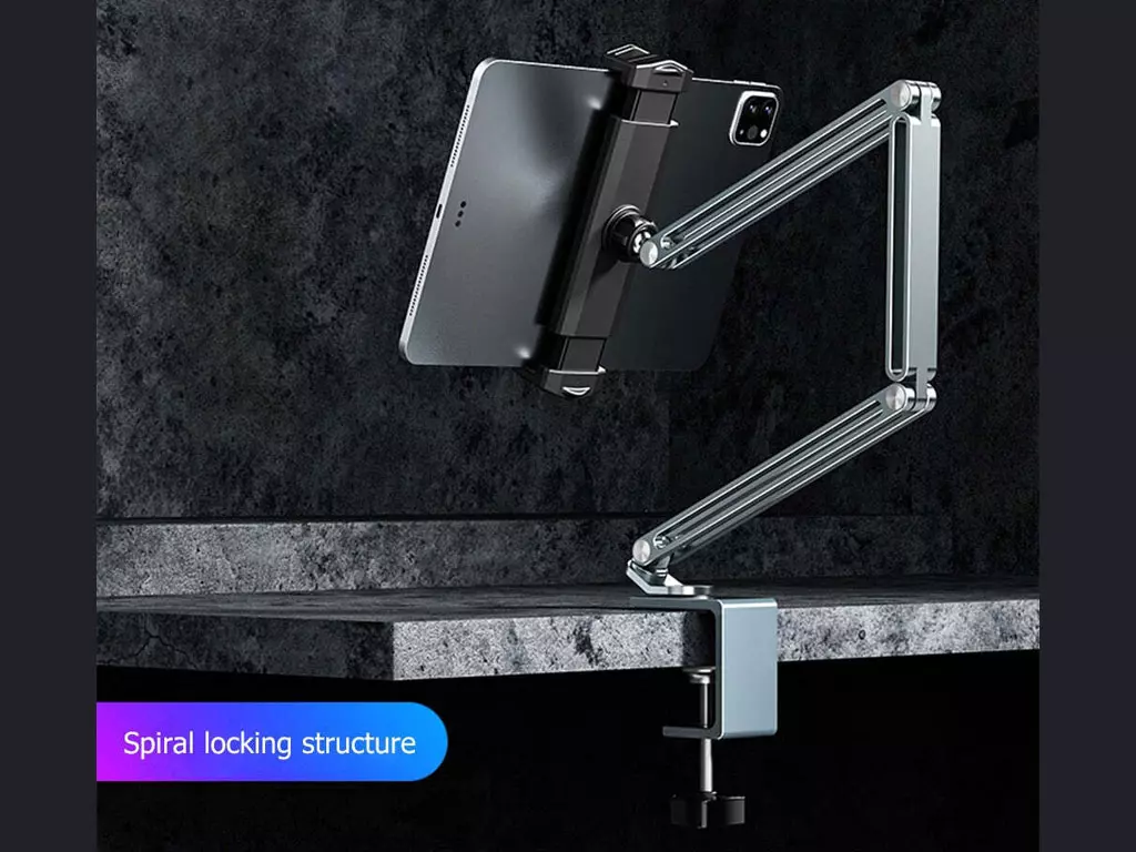 هولدر گوشی موبایل و تبلت گیره‌ای بازوبلند قابل اتصال به میز و تخت Desk Long Arm Lazy Clip Bracket Adjustable Bed Tablet Phone Holder P76