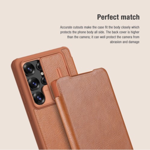 کیف چرمی نیلکین سامسونگ Samsung Galaxy S25 Ultra Nillkin Qin Pro Leather Case دارای محافظ دوربین