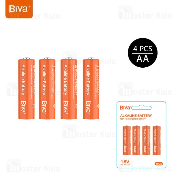 پک 4 تایی باتری قلمی بیوا Biva BAT-01 Alkaline Battery