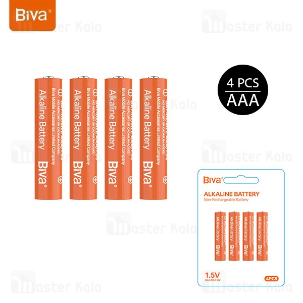 پک 4 تایی باتری نیم قلمی بیوا Biva BAT-02 Alkaline Battery