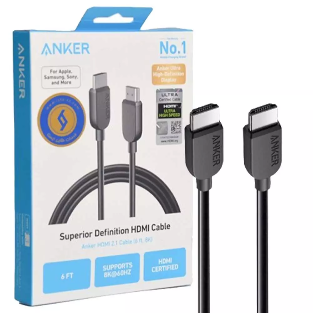 کابل اچ دی‌آم‌آی 2.1 دوطرفه 1.8 متری انکر A8742H11