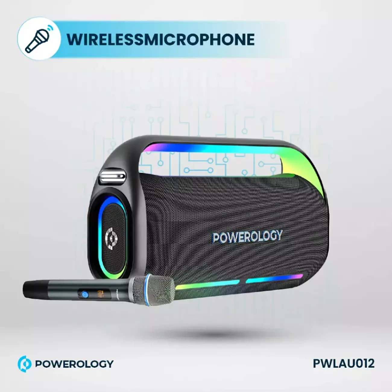 اسپیکر بلوتوثی کارائوکه همراه میکروفون پاورولوژی PWLAU012