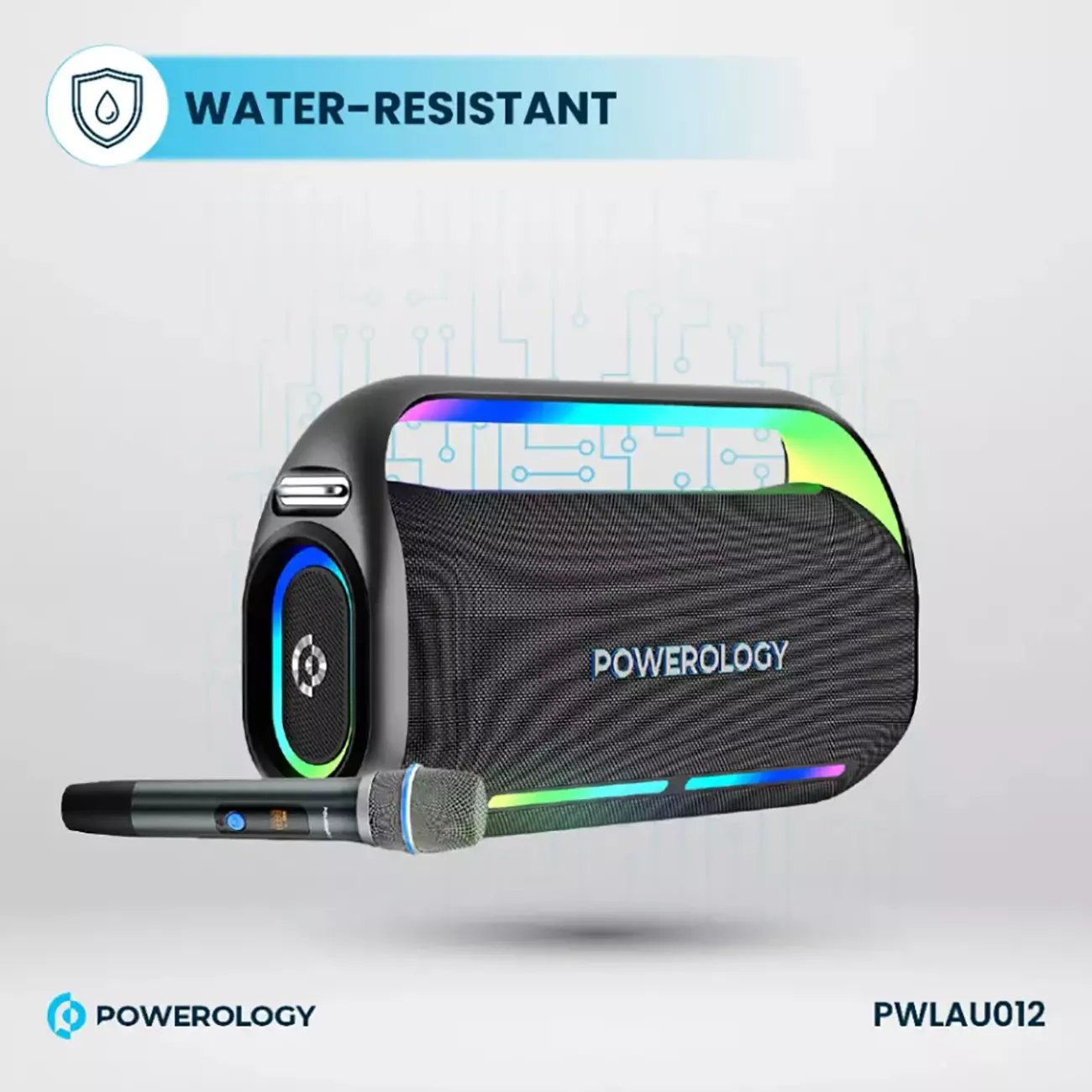 اسپیکر بلوتوثی کارائوکه همراه میکروفون پاورولوژی PWLAU012