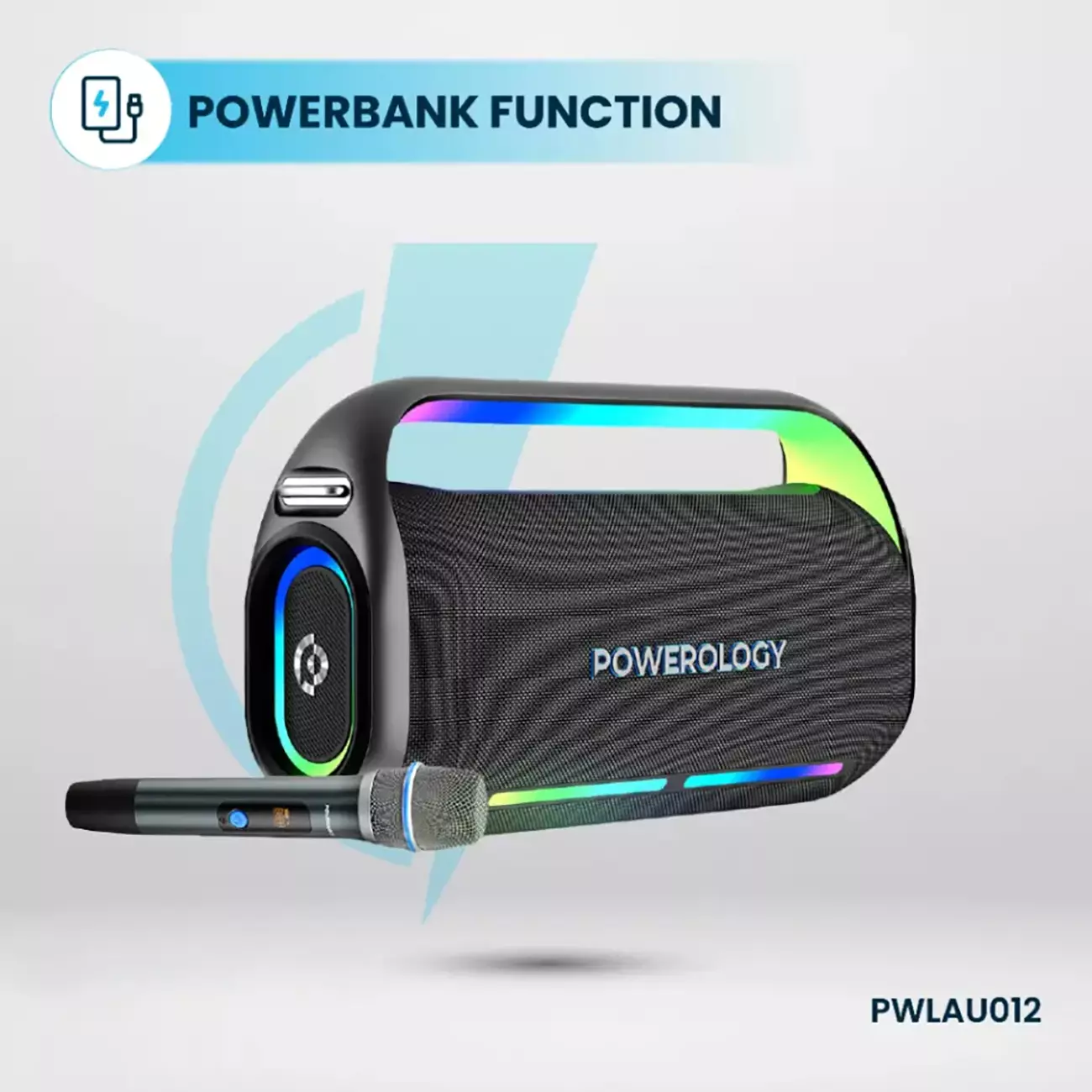 اسپیکر بلوتوثی کارائوکه همراه میکروفون پاورولوژی PWLAU012