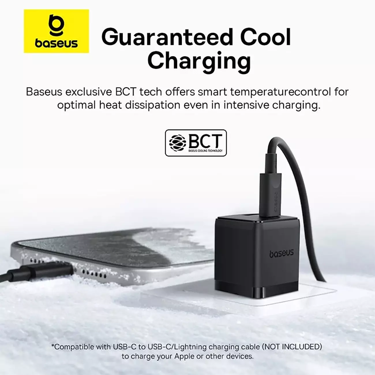 شارژر دیواری 20 وات فست شارژ Type-C و USB بیسوس با کابل دو سر تایپ سی CCZC20UE