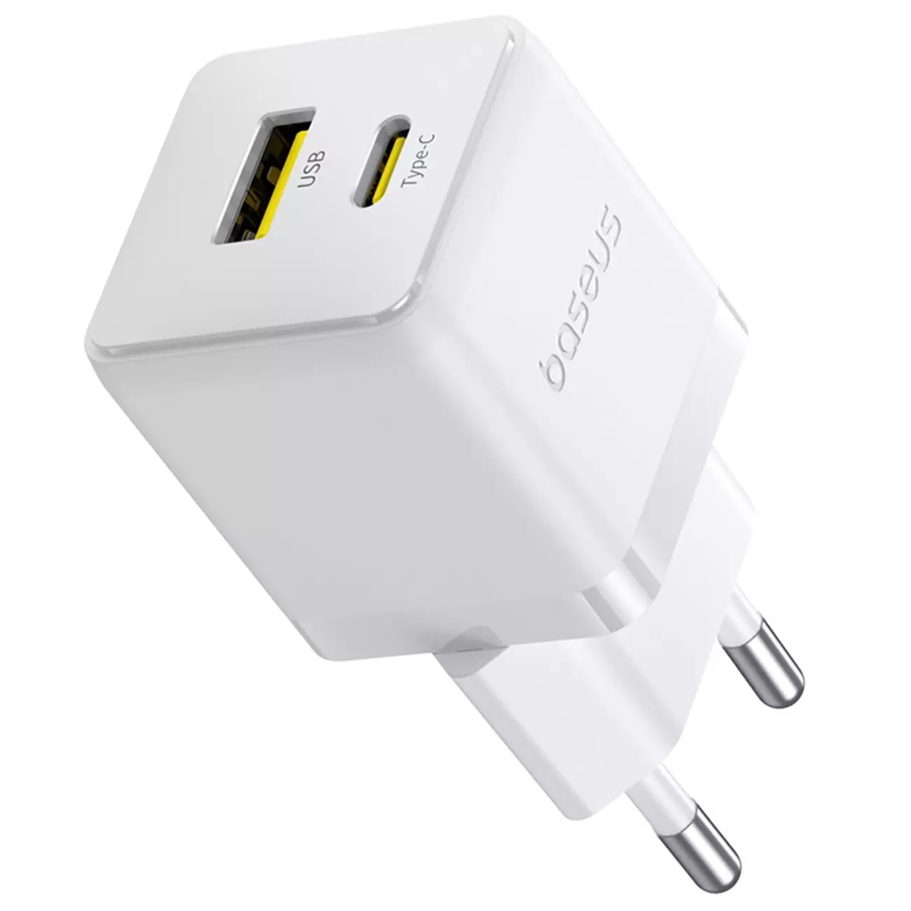 شارژر دیواری 20 وات فست شارژ Type-C و USB بیسوس با کابل دو سر تایپ سی CCZC20UE