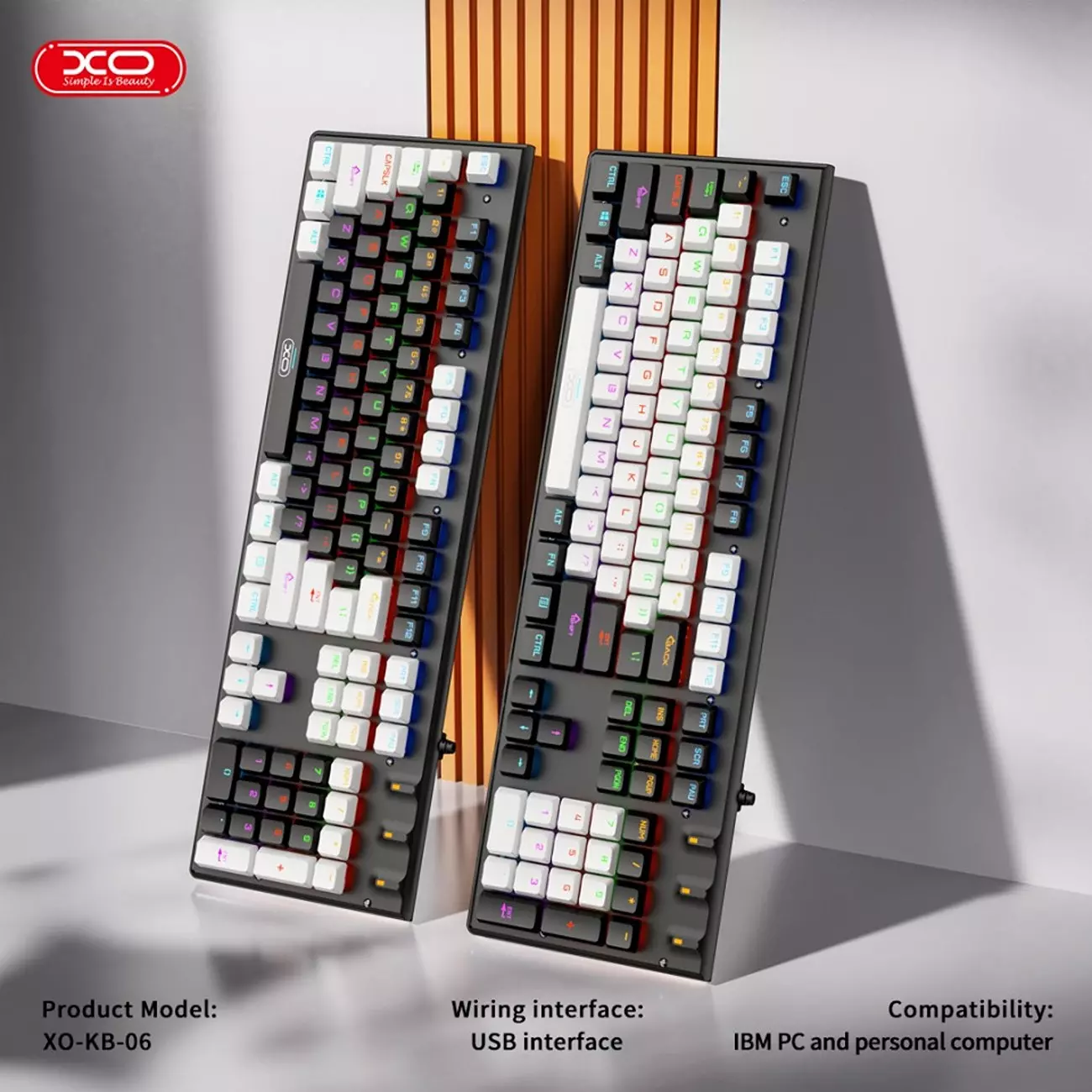 ست گیمینگ موس و کیبورد سیمی با نورپردازی RGB ایکس او KB-06
