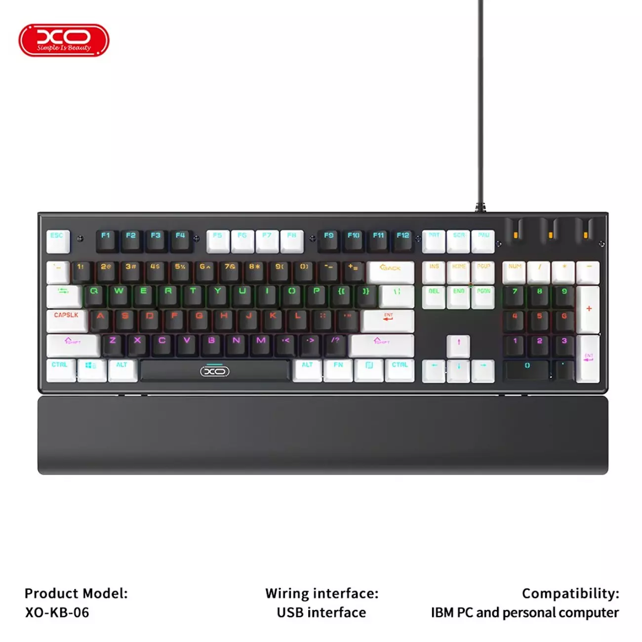 ست گیمینگ موس و کیبورد سیمی با نورپردازی RGB ایکس او KB-06