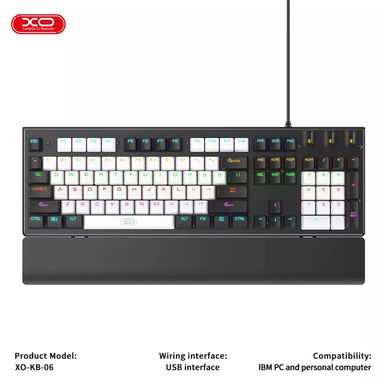 ست گیمینگ موس و کیبورد سیمی با نورپردازی RGB ایکس او KB-06